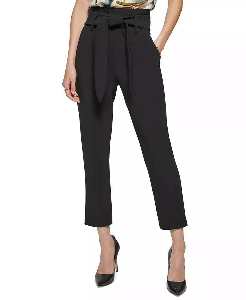 DKNY Women's Tie-Waist High-Rise Straight-Fit Pants 1
