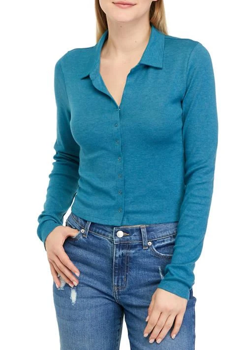 TRUE CRAFT Long Sleeve Cropped Collared Shirt  1