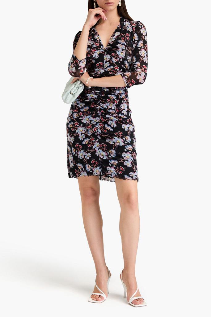 Diane von Furstenberg Elena ruched stretch-mesh mini dress