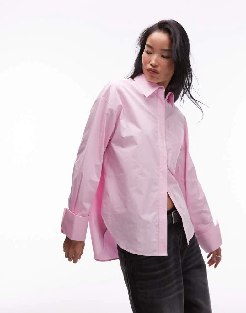 Shop ASOS DESIGN ultimate oversized shirt in pink on Sale at