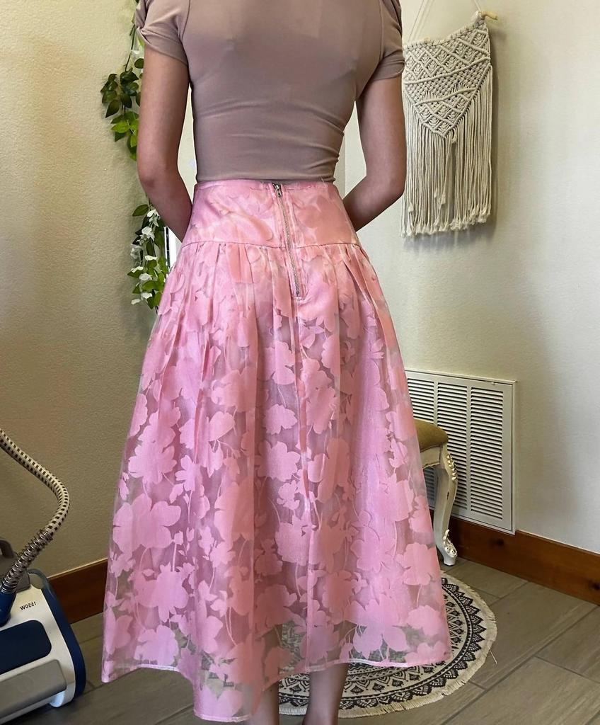 Blu Pepper Blu Pepper - Floral Organza Midi Skirt