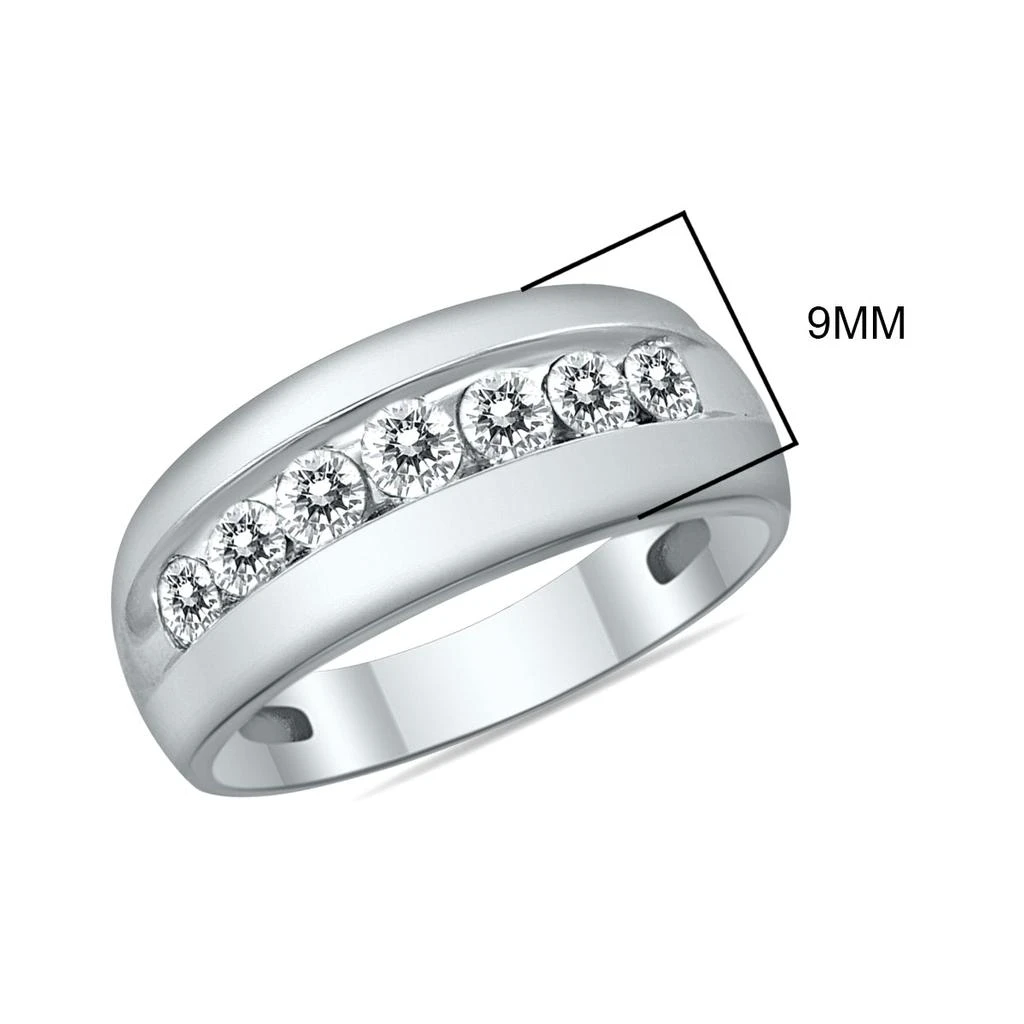 SSELECTS 1 Ctw 7 Stone Genuine Diamond Men's Ring In 10K White Gold 3