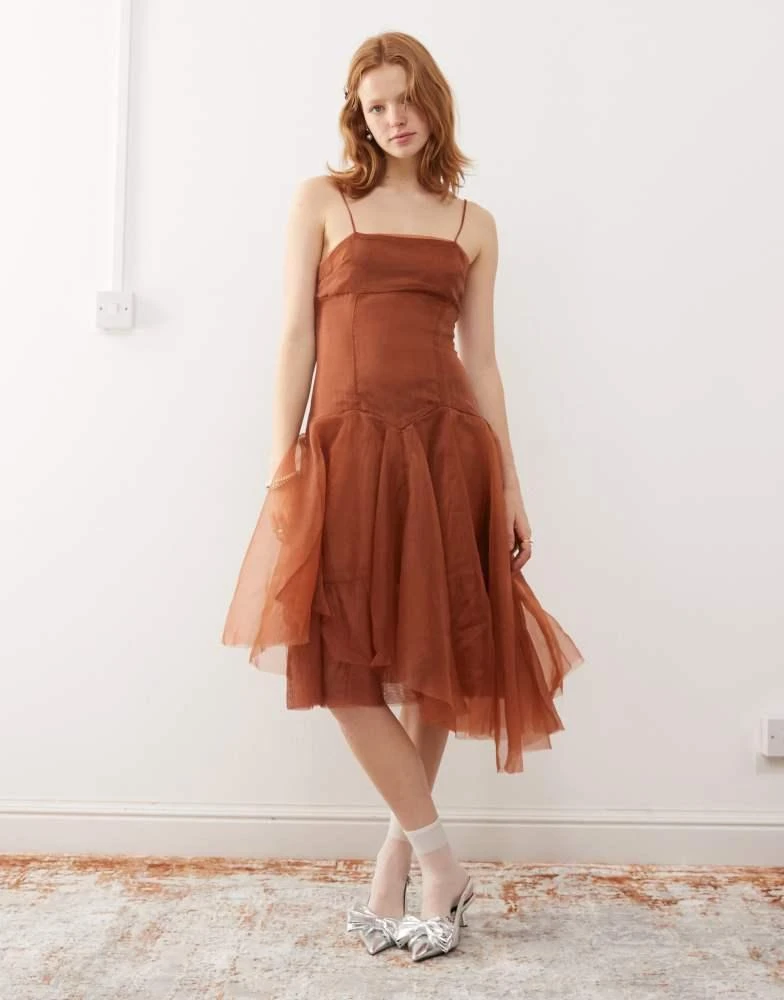 brown tea party dress TEA PARTY DRESS IN MOCHA MOUSSE BY PINK DESERT – Pink Desert main image 1