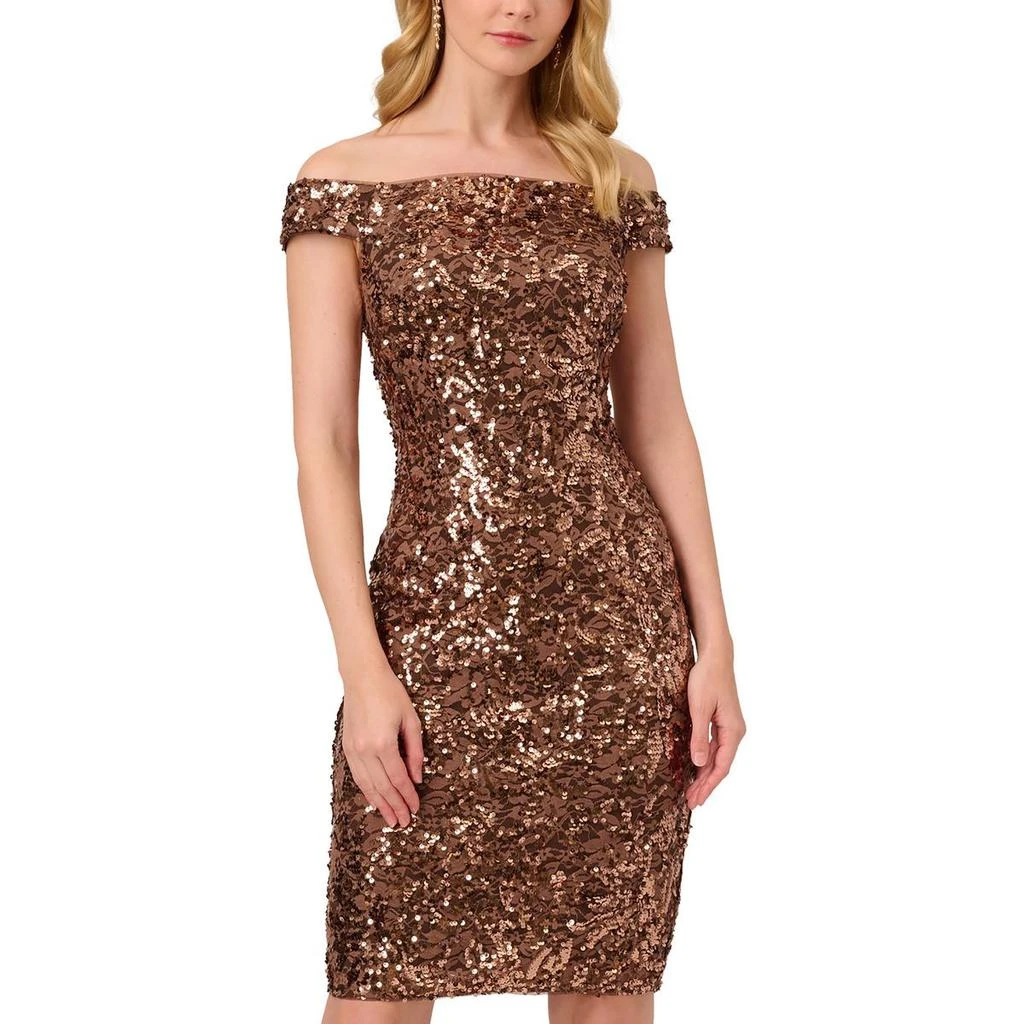 Adrianna Papell Womens Lace Above Knee Sheath Dress 3