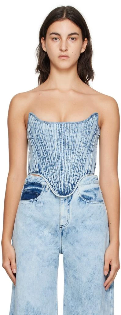 Marques Almeida Blue Paneled Denim Corset 1