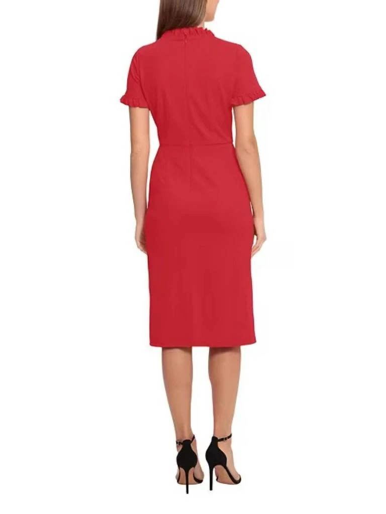 Maggy London Ruffle Mock Neck Midi Dress In Cherry Red 2