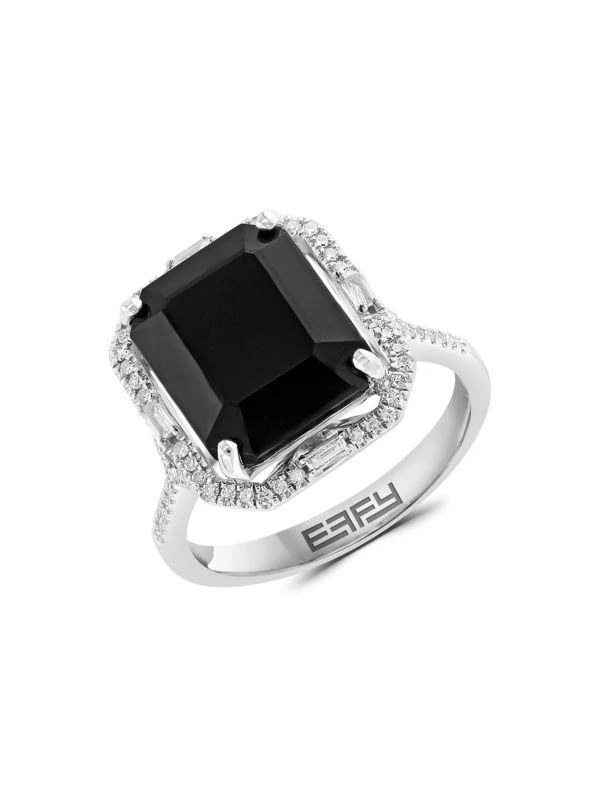 Effy 14K White Gold, Onyx 
0.27 TCW Diamond Ring 1