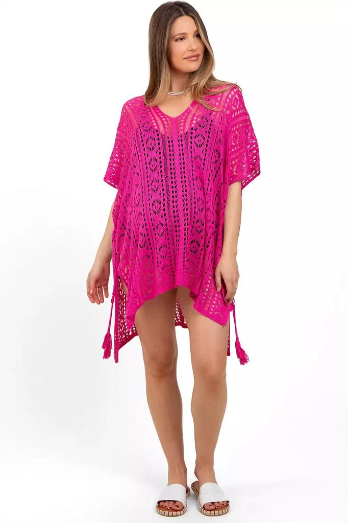 Pinkblush Maternity Fuchsia Crochet Knit Swim Cover Up