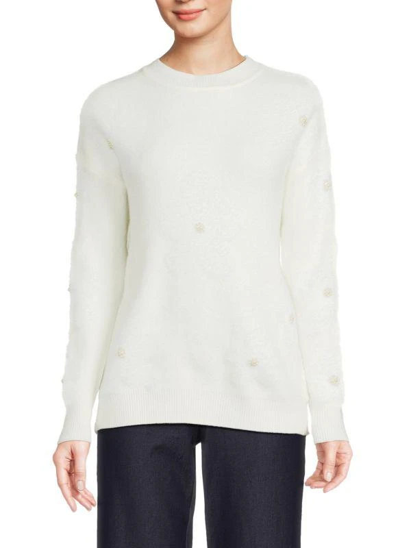 NANETTE nanette lepore Retro Pearl Floral Sweater 1
