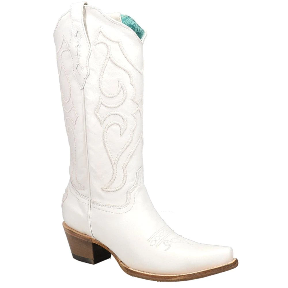 Corral Boots White Embroidered Snip Toe Cowboy Boots 2