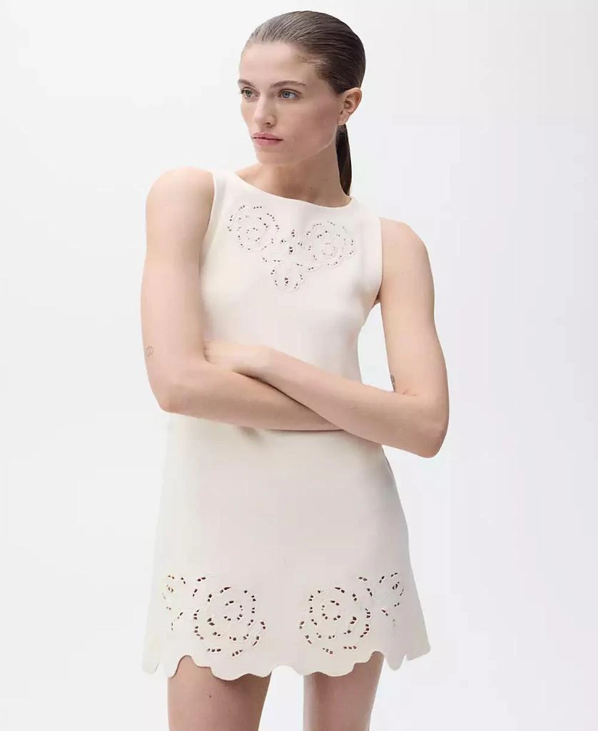 white christmas dresses Cotton Dress With Openwork Embroidery