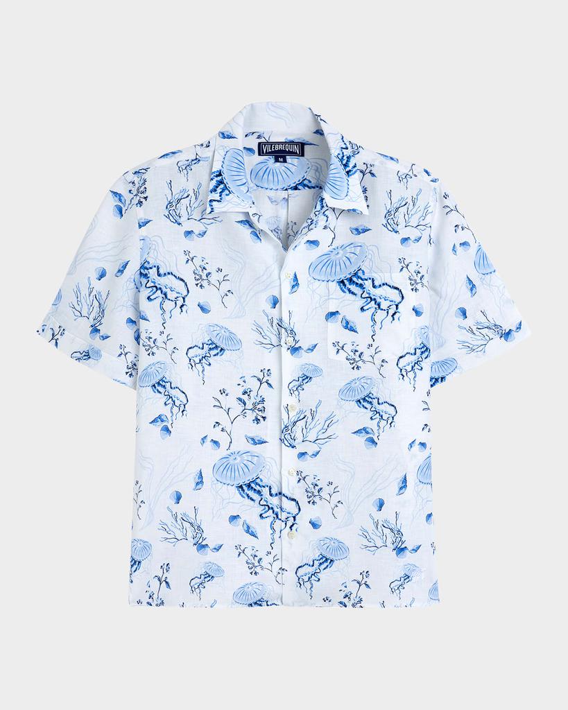 Vilebrequin Men's Linen Medusa Shells Camp Shirt