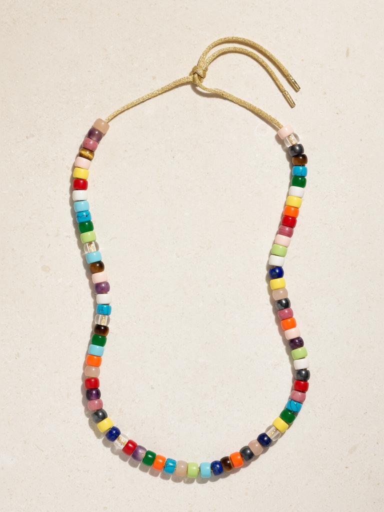 CAROLINA BUCCI Forte Beads Rainbow 18k 黄金、卢勒克斯织物、多种宝石项链套装