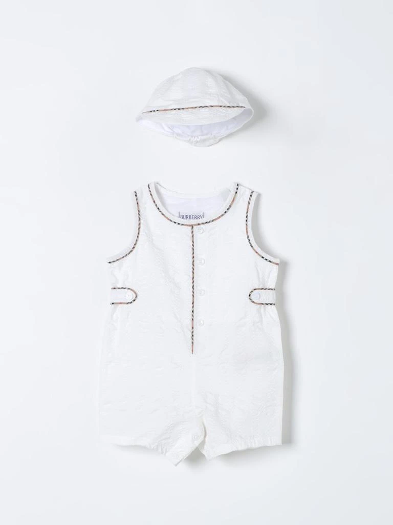 Shop Burberry Kids baby sleeveless romper hat on Sale at
