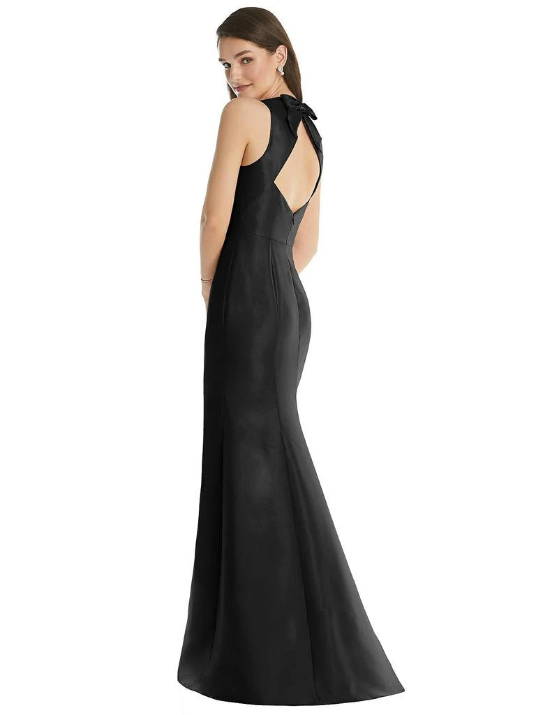 Alfred Sung Jewel Neck Bowed Open-Back Trumpet Dress with Front Slit 2