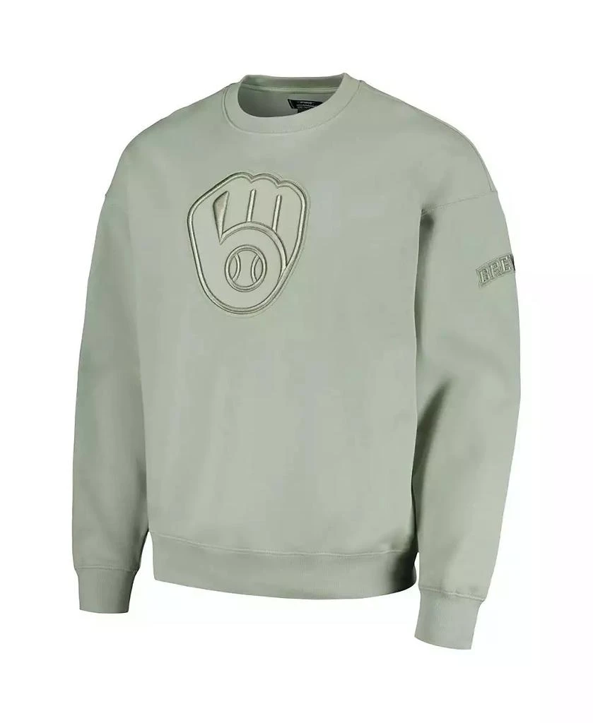 Pro Standard Men's Green Milwaukee Brewers Neutral Drop Shoulder Pullover Sweatshirt 3