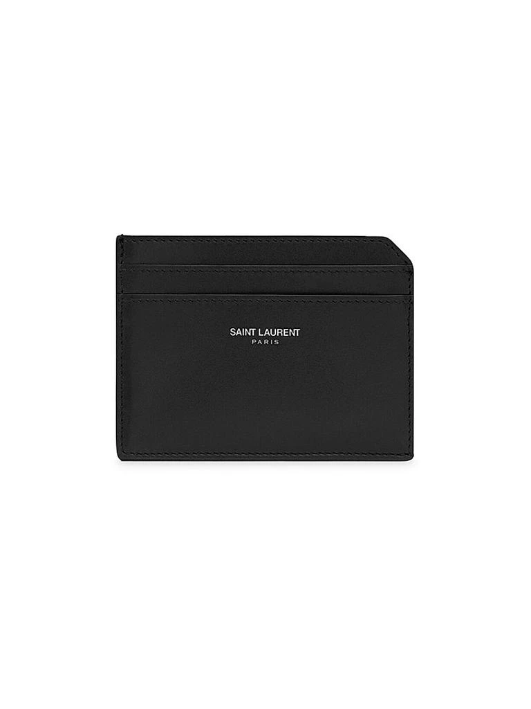 Yves Saint Laurent Open Card Case in Smooth Leather