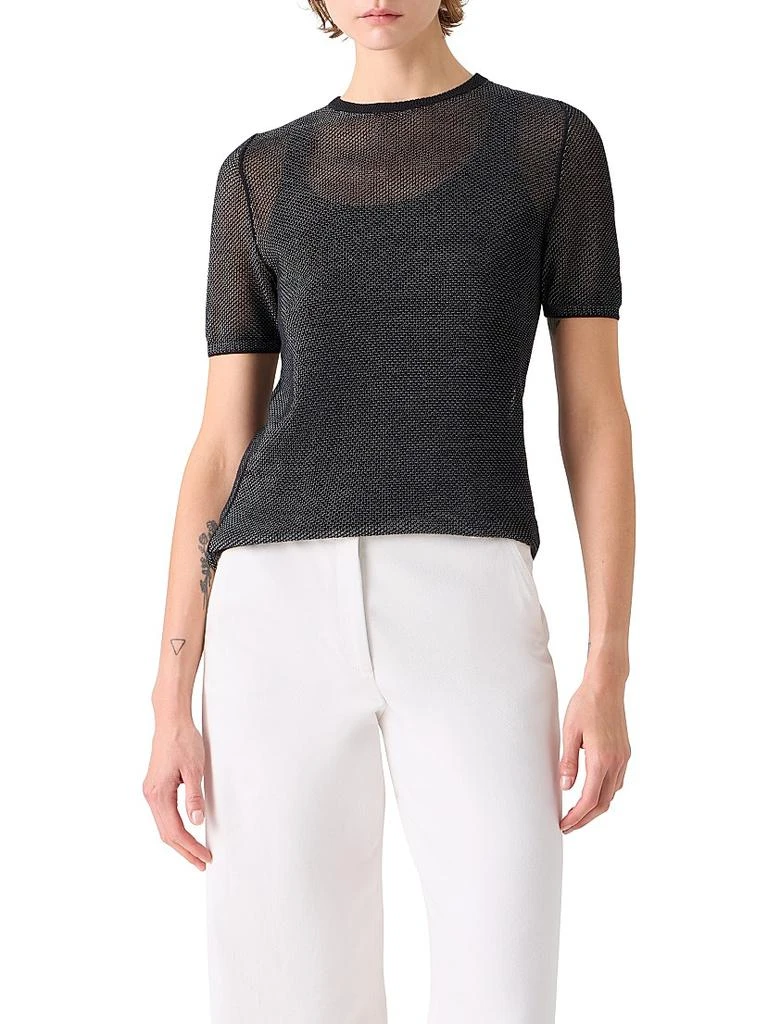 Akris Silk Grid Short-Sleeve​Top 3