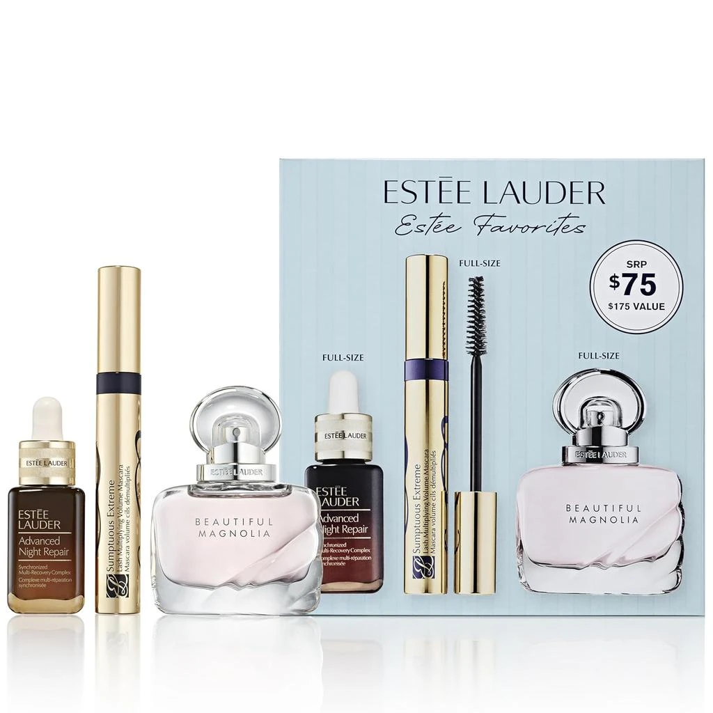 Estée Lauder Estée Favorites Gift Set | Amazon Exclusive 3-Piece Set with Full-Size Advanced Night Repair Serum, Full-Size Sumptuous Extreme Mascara & Beautiful Magnolia Fragrance
