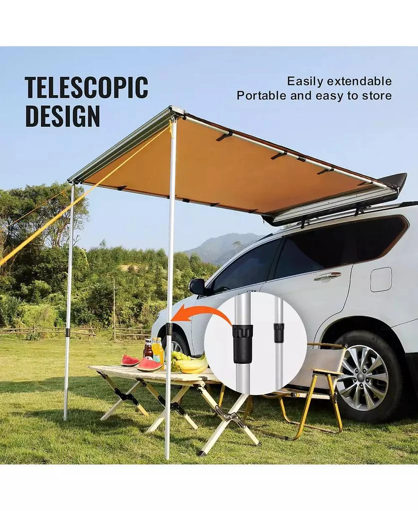 Mecale Car Side Awning, 6.6
 x 8.2
 Shade Coverage Vehicle Awning, PU3000mm UV50+ Retractable Awning with Storage Bag, Height Adjustable 7
