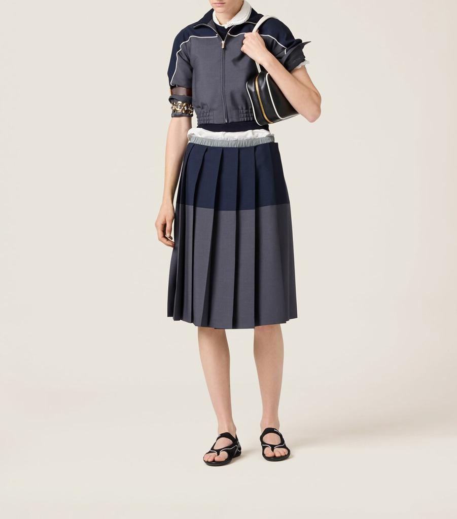Miu Miu Mohair-Wool Pleated Midi Skirt