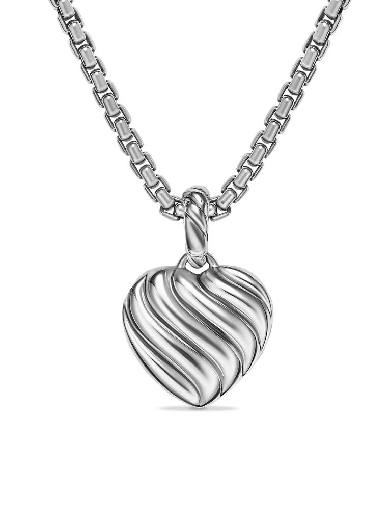 David Yurman Heart Amulet in Sterling Silver and 18K Yellow Gold with Pink Opal, 17MM 3