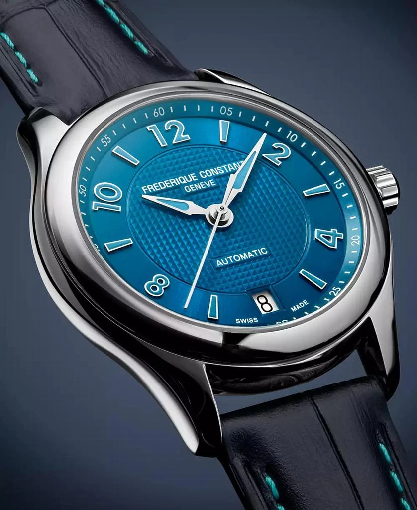Frederique Constant Women
s Swiss Automatic Runabout Blue Leather Strap Watch 36mm 3