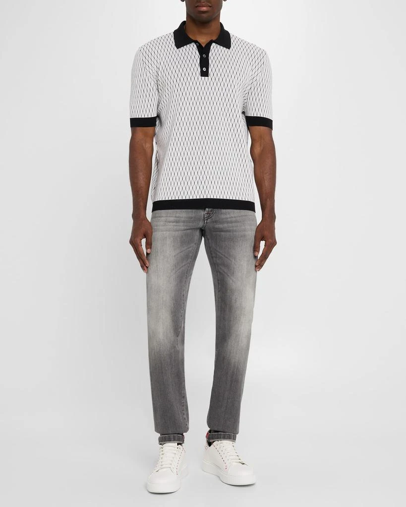 Kiton Men's Honeycomb Short-Sleeve Polo Sweater 2