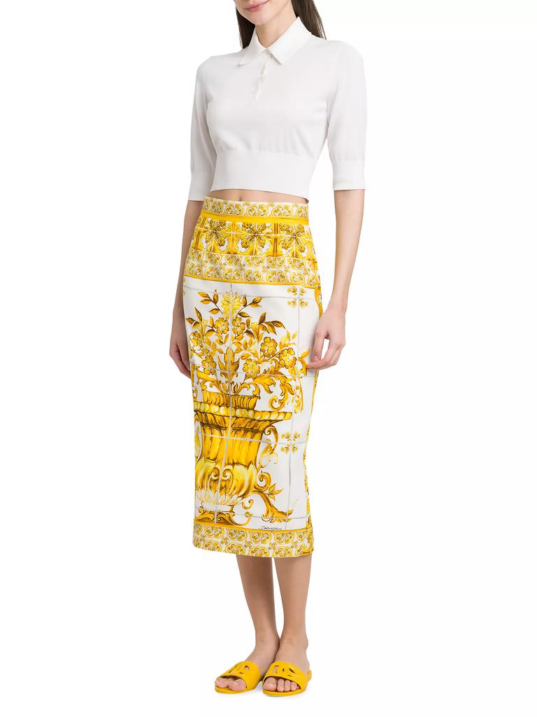 スカート DOLCE & GABBANA Maiolica silk pencil skirt Dolce & Gabbana Maiolica Silk Twill Pencil Midi-Skirt