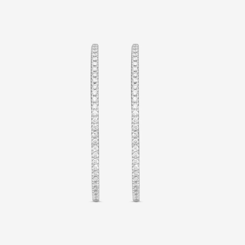 Mémoire Mémoire 18K White Gold Diamond Hoop Earrings MOHE-0150AW 4