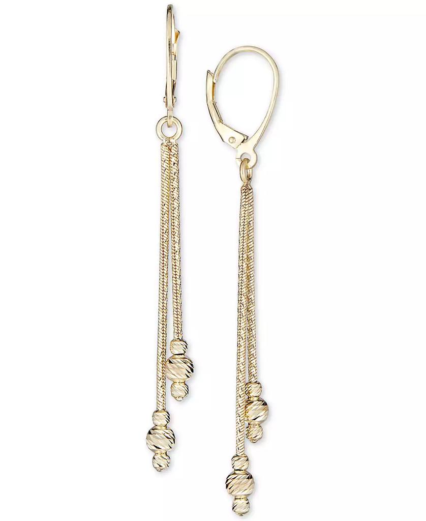 Italian Gold Beaded Drop Earrings in 14k Gold