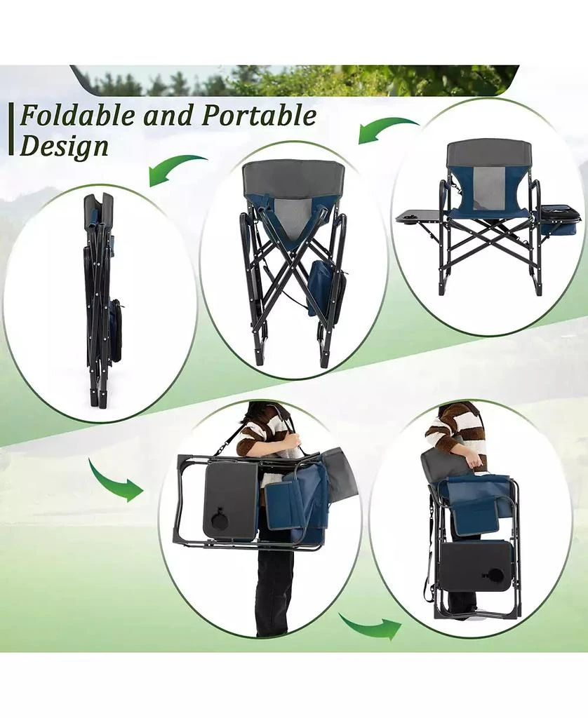 KUYOTQ Folding Camping Directors Chair with Cooler Bag and Side Table 5