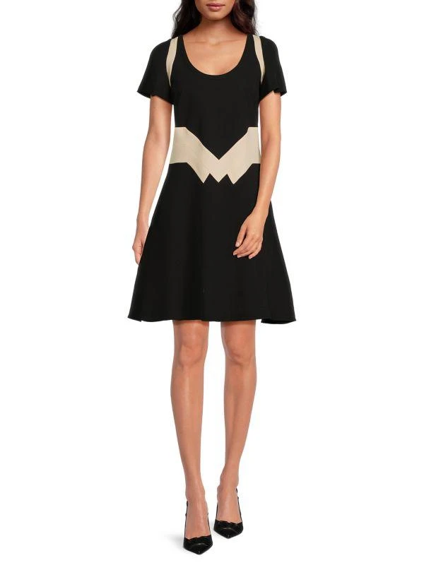 Valentino Contrast Scoopneck Silk Minidress 1