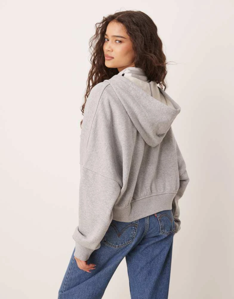 Adidas adidas Originals Essentials short full-zip french terry hoodie in medium grey heather 3