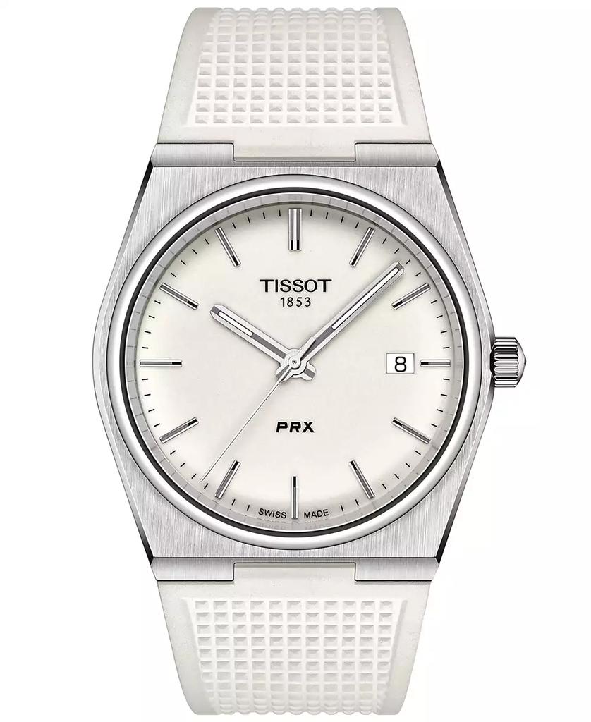 Tissot Men's Swiss Automatic PRX White Rubber Strap Watch 40mm