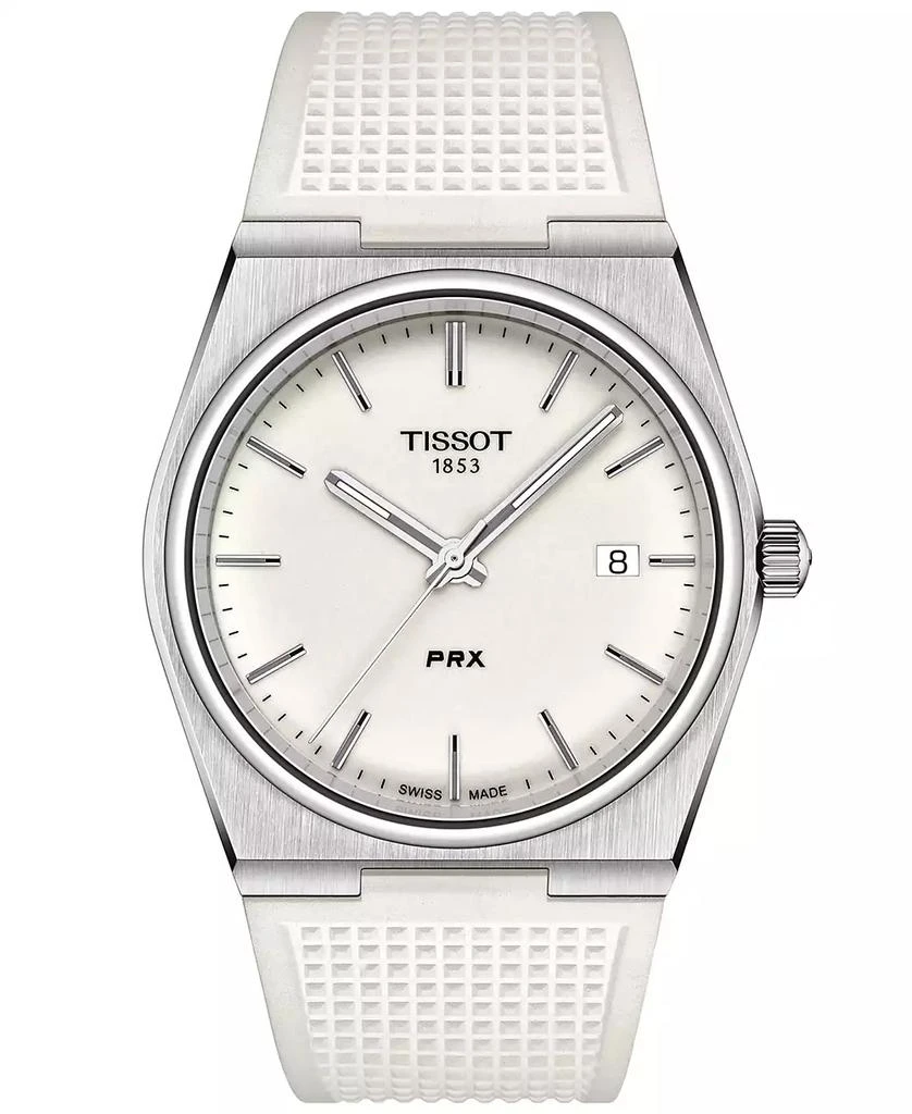 Tissot Men's Swiss Automatic PRX White Rubber Strap Watch 40mm 1