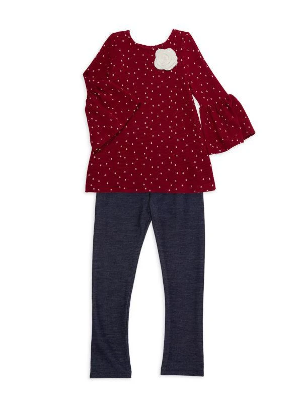 Pippa & Julie Little Girl's 2-Piece Polka Dot Top & Pants Set 1
