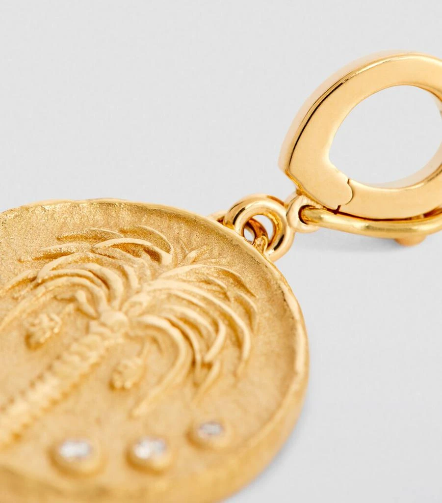 Azlee Yellow Gold and Diamond Prosperity Palm Coin Charm 5