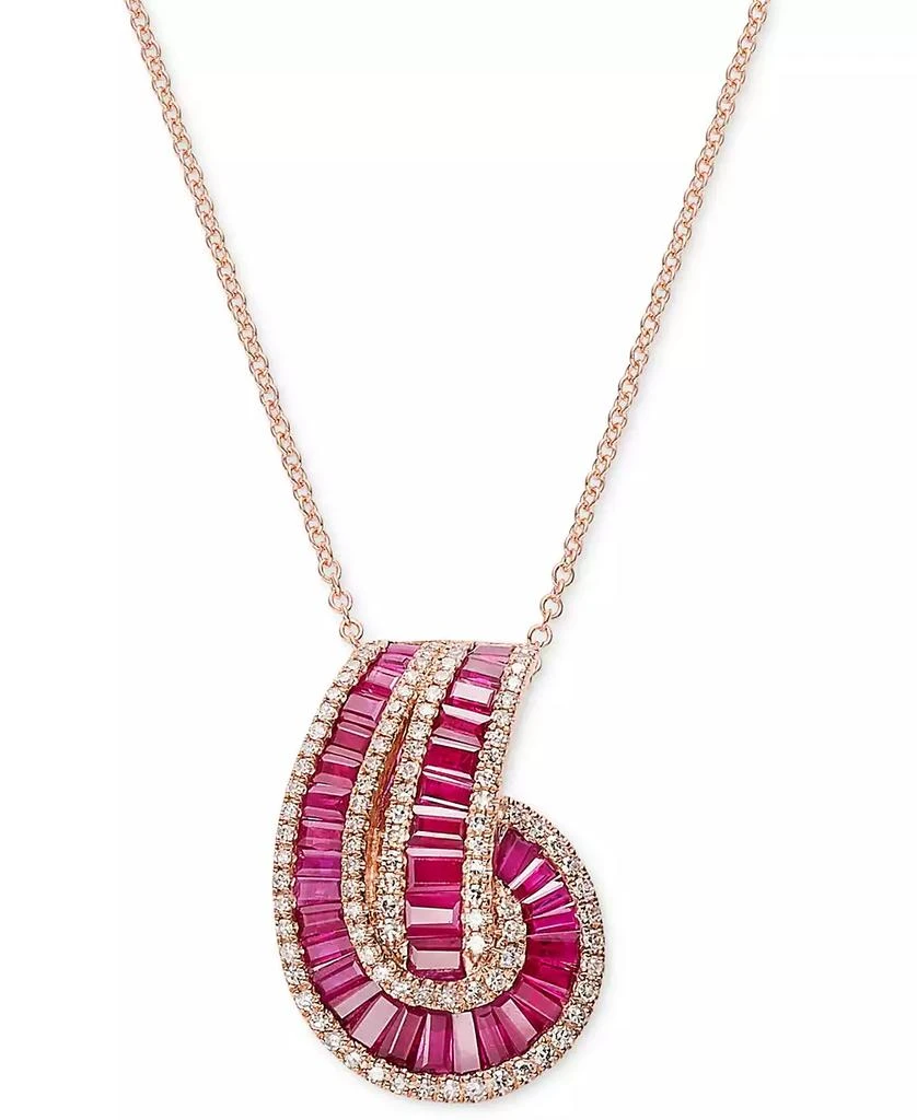 Effy EFFY® Ruby (2-1/3 ct. t.w.) & Diamond (3/8 ct. t.w.) Swirl 18" Pendant Necklace in 14k Rose Gold 4
