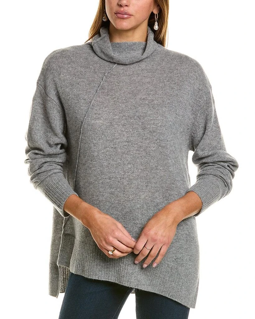 Hannah Rose Asymmetrical Funnel Neck Cashmere Tunic Sweater 1