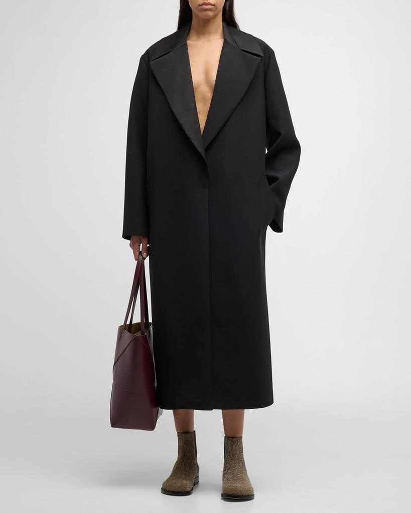 Loewe Satin-Lapel Oversized Tailored Long Coat 1