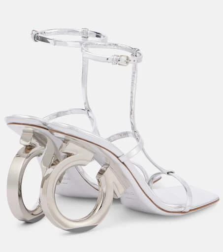 Salvatore Ferragamo Elina 105 metallic leather sandals 3