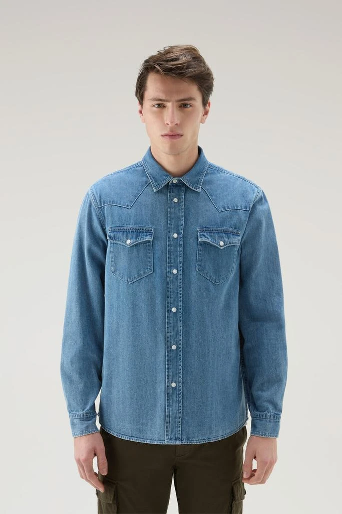 WOOLRICH Denim Shirt in Pure Cotton - Men - Blue 1