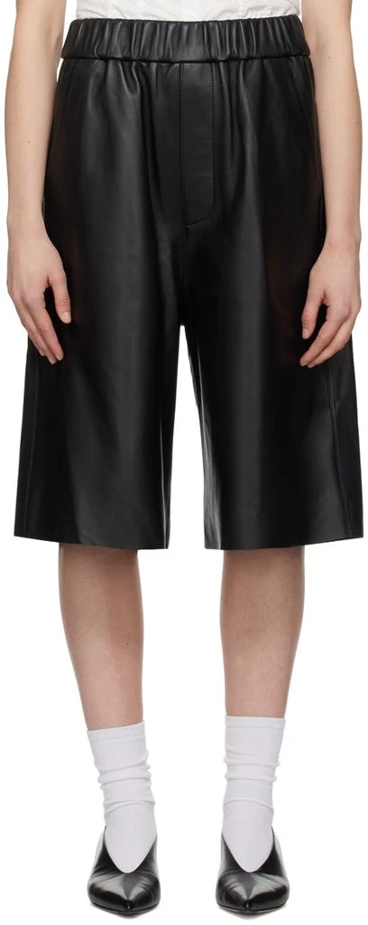 AMI Paris Black Bermuda Leather Shorts 1