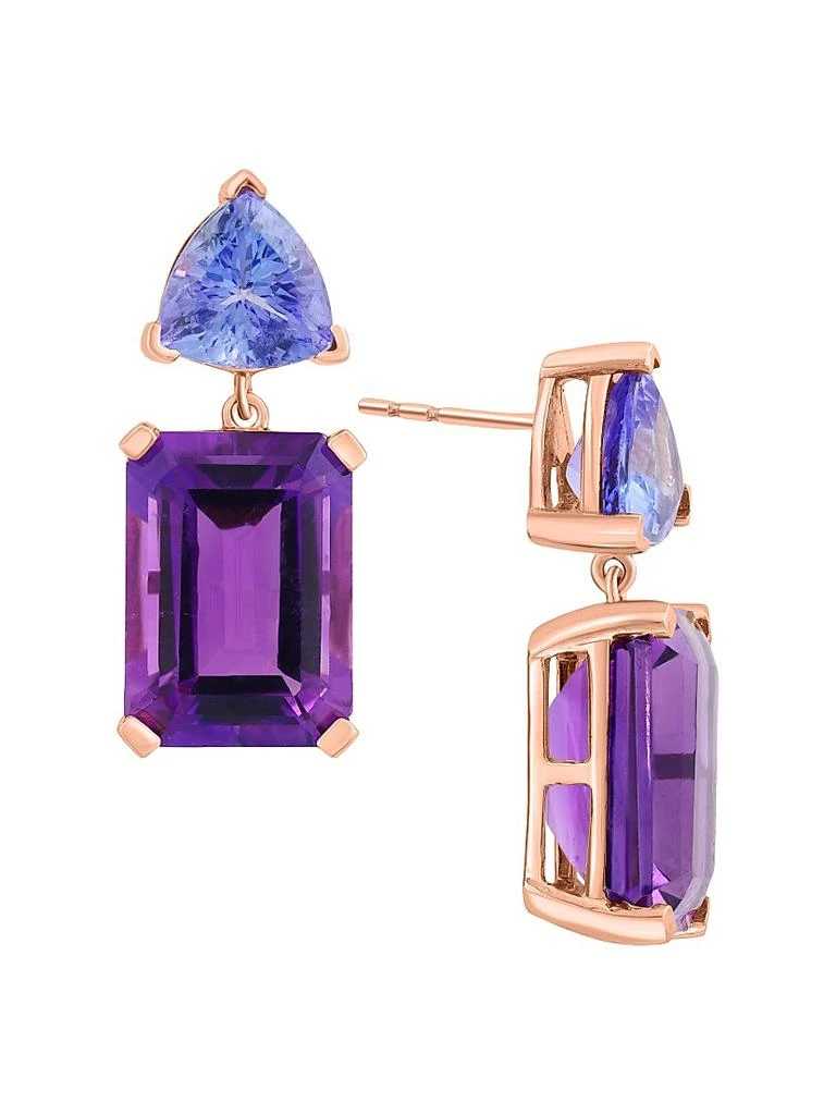Saks Fifth Avenue Collection 14K Yellow Gold, Amethyst 
Tanzanite Drop Earrings 3