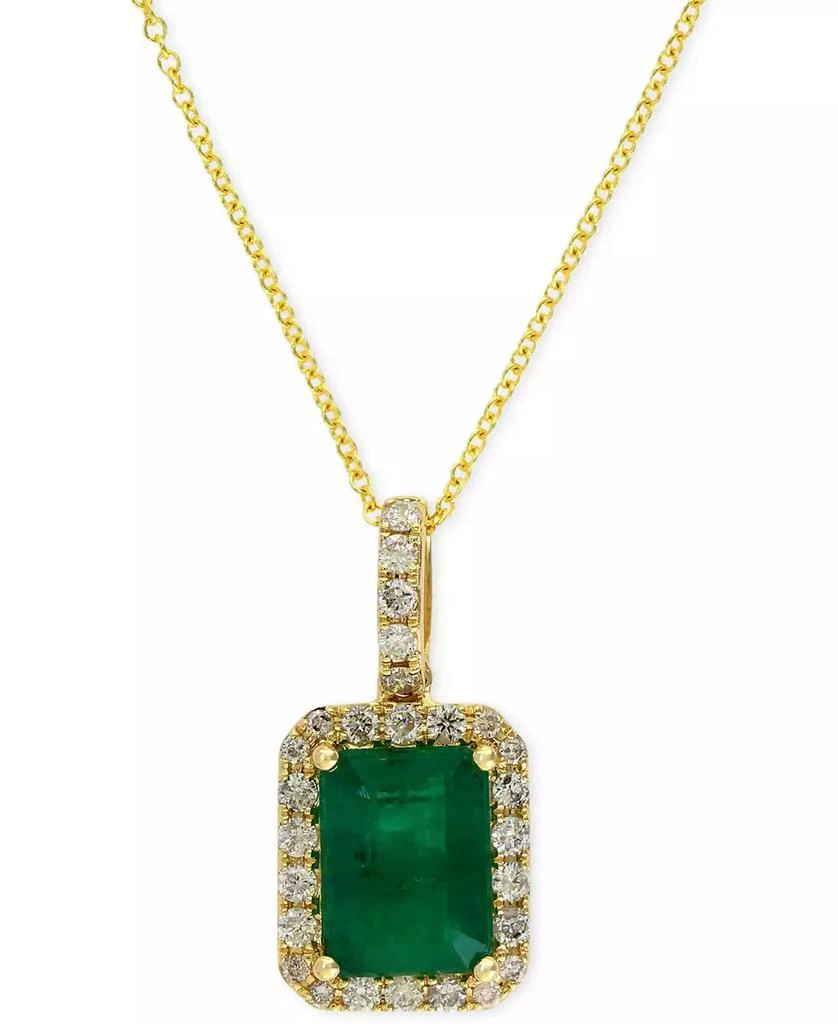 Effy EFFY® Emerald (1-3/8 ct. t.w.) and Diamond (1/4 ct. t.w.) Pendant Necklace in 14k Gold or 14k White Gold, Created for Macy's 1