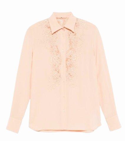 ERMANNO Ermanno Scervino Lace-Panel Curved Hem Shirt