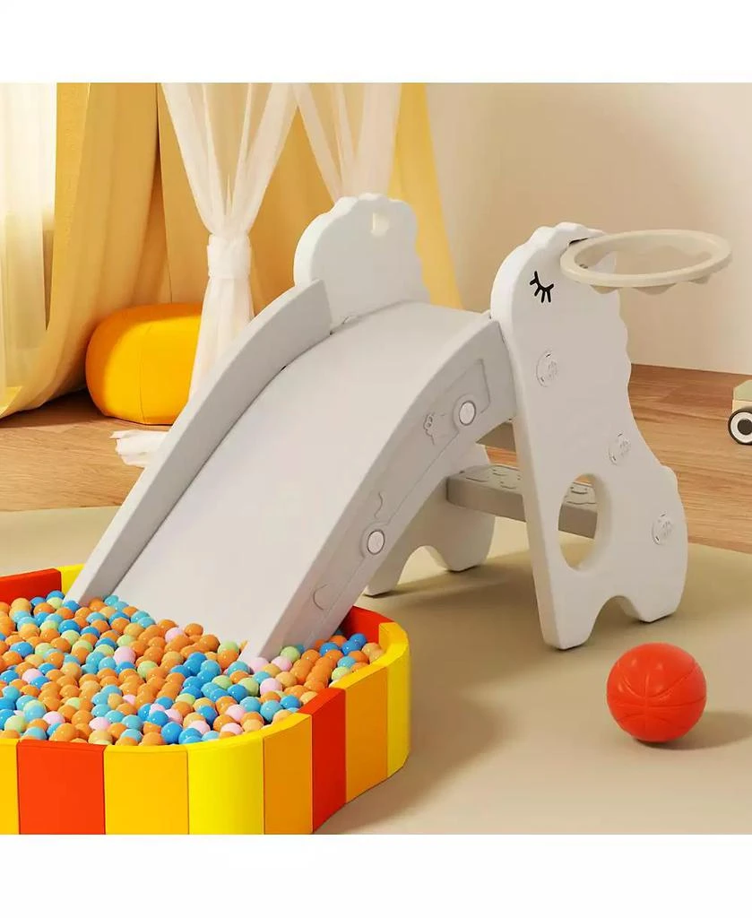 Bruce 
Shark 3-in-1 Foldable Toddler Slide with Climb 
Basketball Hoop – Safe Triangle Structure 5