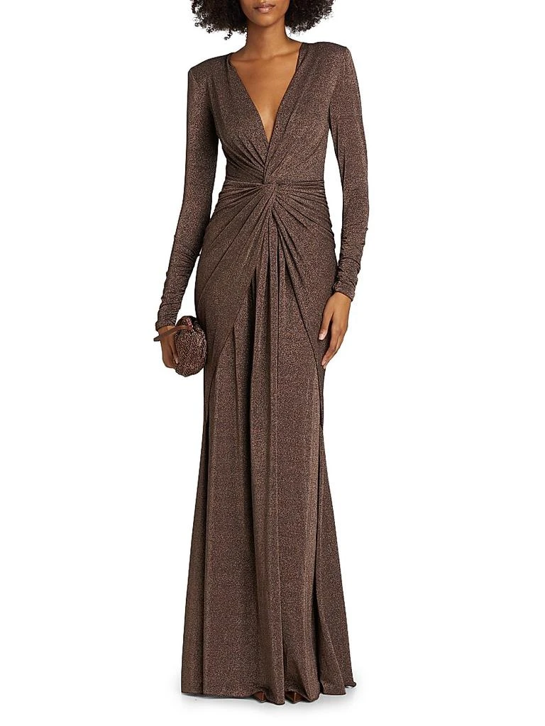 Chiara Boni Hajar Metallic Jersey Twist-Front Gown 3