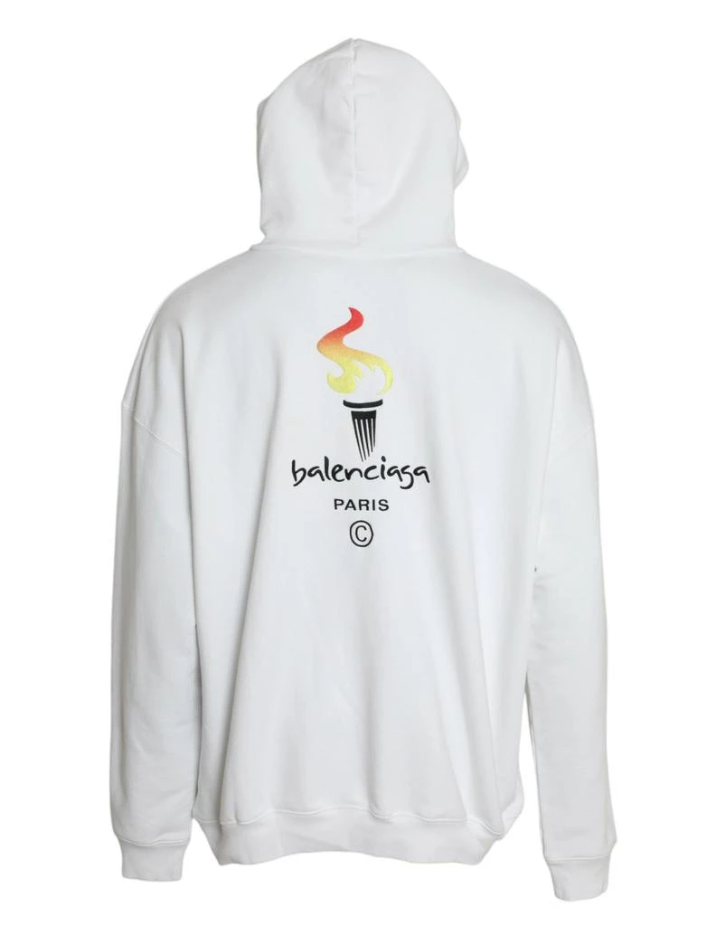 Balenciaga White Cotton Logo Hooded Pullover Sweatshirt Sweater 2